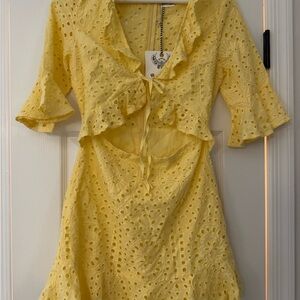 NWT Angel Biba Lemon Eyelet Mini Dress